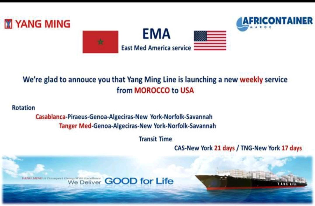 Yang Ming Line lance un nouveau service hebdomadaire entre le Maroc et les Etats-Unis
