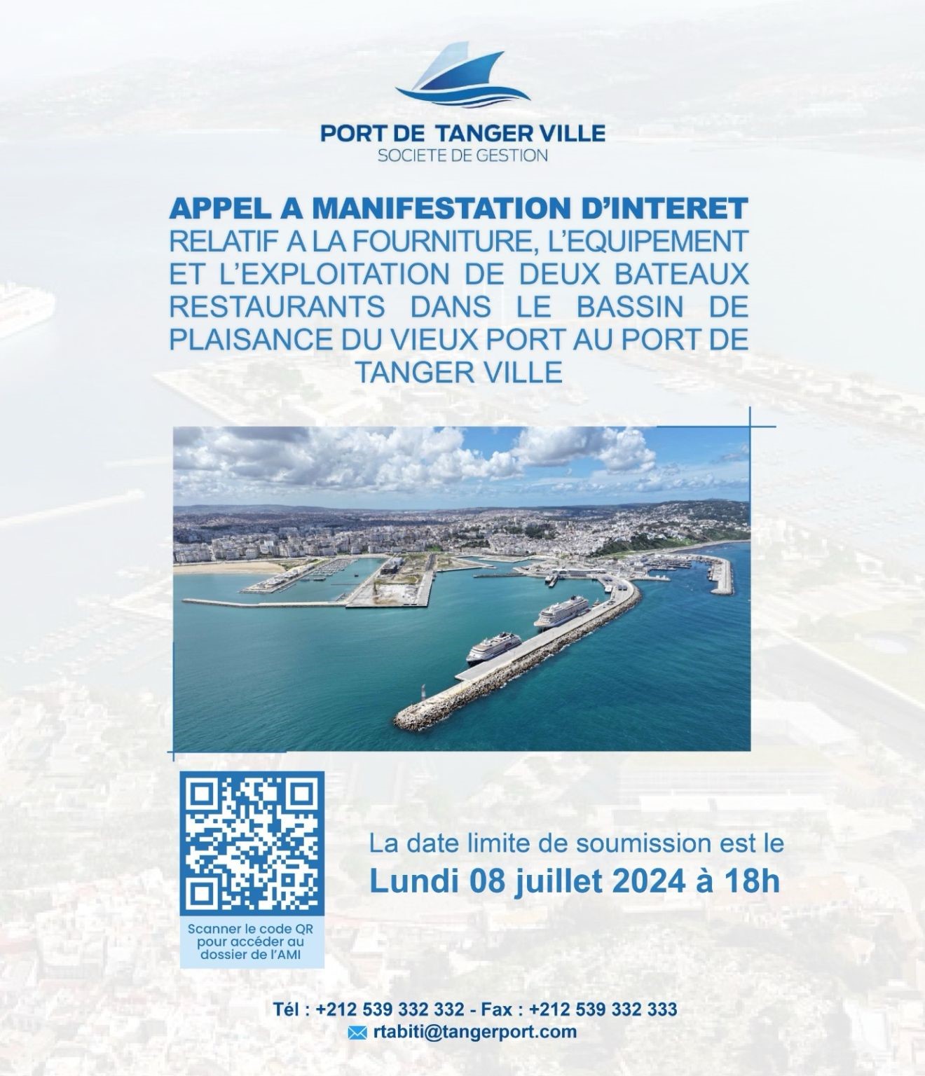 Appel à Manifestation d'Intérêt pour la Fourniture et l'Exploitation de Bateaux Restaurants au Port de Tanger Ville