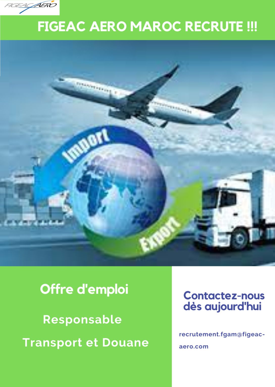 FIGEAC AERO MAROC recrute un Responsable Transport & Douane