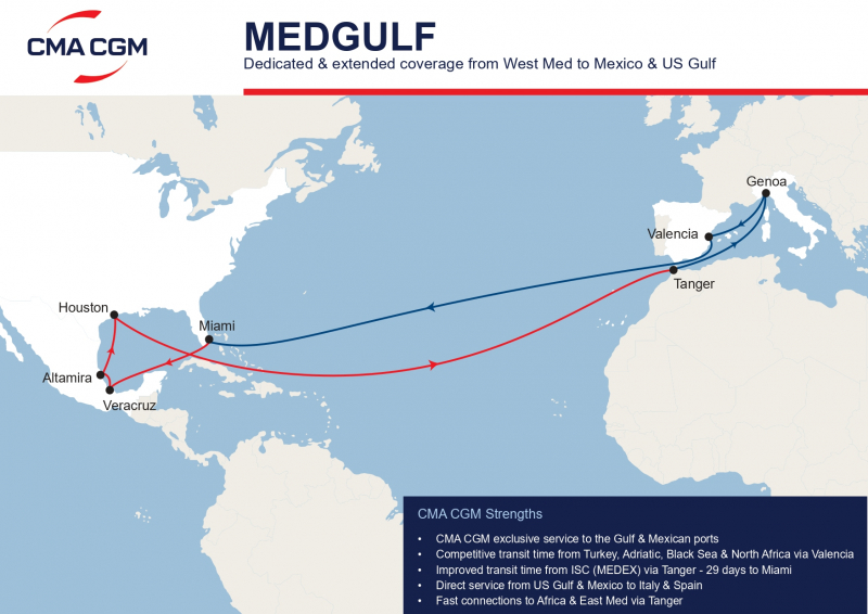 CMA CGM annonce un nouveau service MEDGULF entre Tanger Med et les Etats-Unis